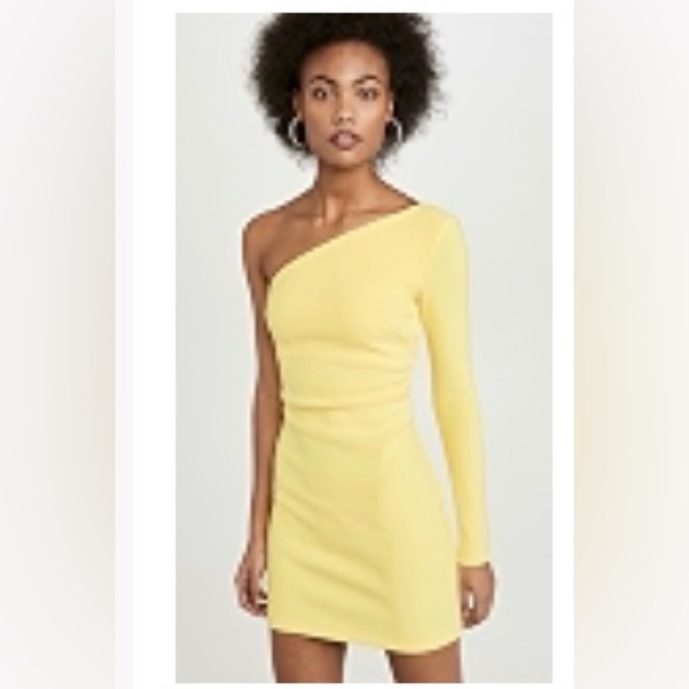 Bec & Bridge One Shoulder Yellow Mini Dress